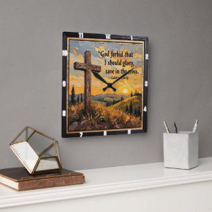 Kreuz des Lichts: Sonnenuntergangsglorie Quadratische Wanduhr