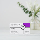 Kreuz des Monogramms (Lila) - weiß Visitenkarte (Stehend Vorderseite)