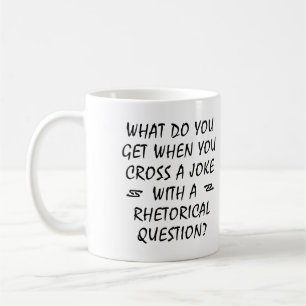 Kreuz einen Witz mit einer rhetorischen Frage Lust Kaffeetasse
