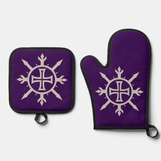 "Kreuz-Emblem" Ofenhandschuh & Topflappen-Set (Vorderseite)