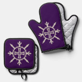 "Kreuz-Emblem" Ofenhandschuh & Topflappen-Set (Vorderseite/Rückseite)