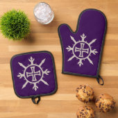 "Kreuz-Emblem" Ofenhandschuh & Topflappen-Set (Oben Unten)
