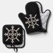 "Kreuz-Emblem" Ofenhandschuh & Topflappen-Set (Vorderseite/Rückseite)