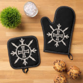 "Kreuz-Emblem" Ofenhandschuh & Topflappen-Set (Oben Unten)