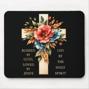 Kreuz Gesegnet Von Gott Gesegnet Von Jesus Geliebt Mousepad