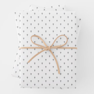 Kreuz - Graue Geschenkpapierbögen Geschenkpapier Set