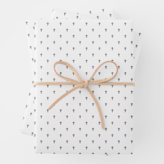 Kreuz - Graue Geschenkpapierbögen Geschenkpapier Set (Beispiel)