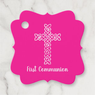 Kreuz Heiß rosa Kommunion Taufe Christening Geschenkanhänger