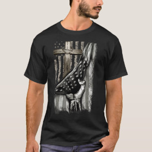 Kreuz hinter der US-Flagge Religiöser Gott Jesus P T-Shirt