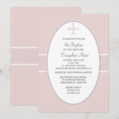 Kreuz im Oval-Rahmen - Blush Religiöse Einladung (Vorne/Hinten)