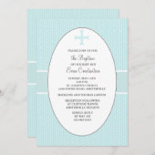 Kreuz im ovalen Rahmen - blaue religiöse Einladung (Vorne/Hinten)