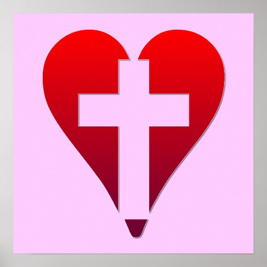 Kreuz im roten Herzen Poster (Vorne)