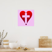 Kreuz im roten Herzen Poster (Küche)