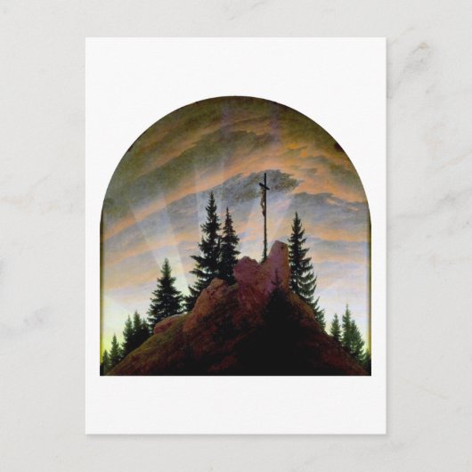 Kreuz in den Bergen, Friedrich Postkarte (Vorderseite)