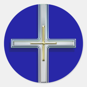 Kreuz in den Faith-II-Aufklebern Runder Aufkleber