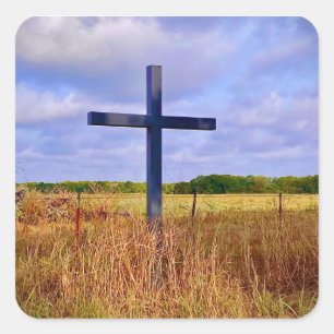 Kreuz in der Landesnotecard Quadratischer Aufkleber