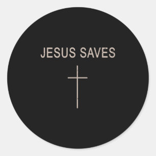 Kreuz Jesus Rette Minimalistischer Christlicher Gl Runder Aufkleber
