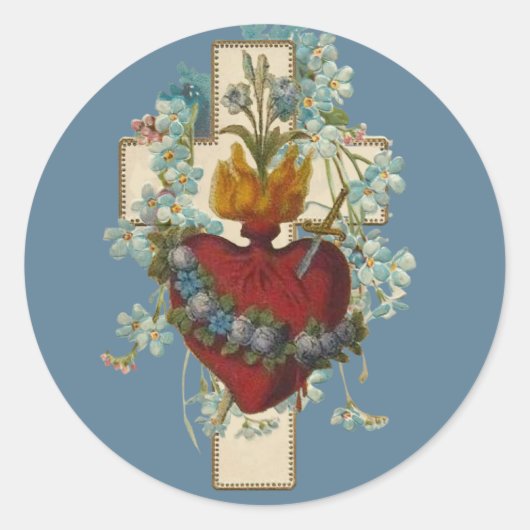 Kreuz Jungfrau Maria imakulieren Herz Religiös Runder Aufkleber (Vorderseite)