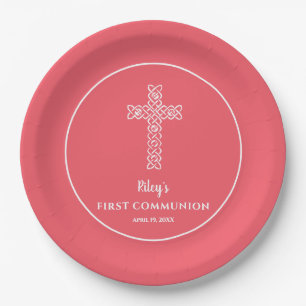 Kreuz   Kollenkommunion Taufe Christening Pappteller