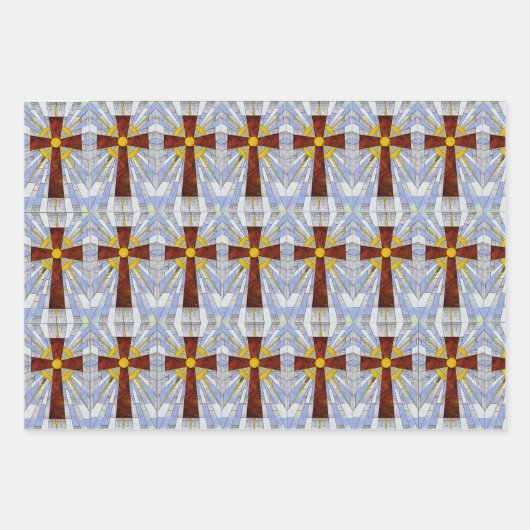 Kreuz konzipierte, 19" x 29" Wrapping Paper Sheets Geschenkpapier Set (Vorderseite 2)