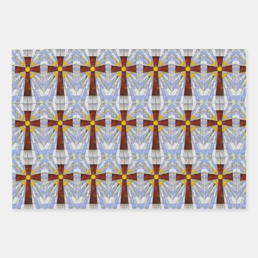 Kreuz konzipierte, 19" x 29" Wrapping Paper Sheets Geschenkpapier Set (Vorderseite 3)