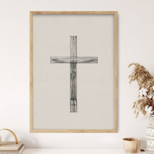 Kreuz Minimalistisch, Jesus Kunst, Jesus WANDkunst Poster
