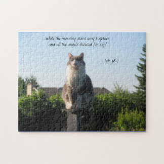 Kreuz Mit Augen Katze und Job 38:7 Puzzle