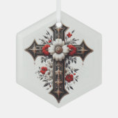 Kreuz mit Blume Ornament Aus Glas (Vorderseite)