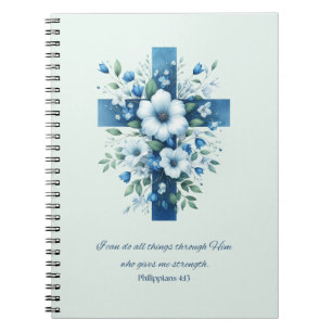 Kreuz mit Blumen Philipper 4:13 Notizbuch Notizblock