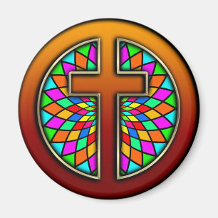 KREUZ MIT BUNTGLAS MAGNET