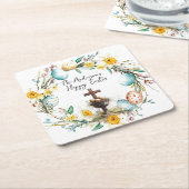 Kreuz mit dekorativen Eiern I Blumenoster Rechteckiger Pappuntersetzer (angewinkelt)