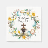 Kreuz mit dekorativen Eiern I Blumenoster Serviette (Vorderseite)