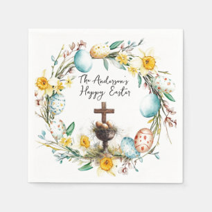 Kreuz mit dekorativen Eiern I Blumenoster Serviette
