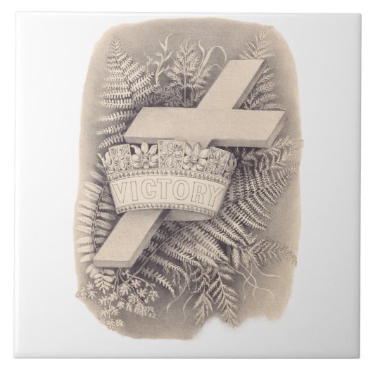 Kreuz mit Krone und Sieg Fliese (Vorderseite)