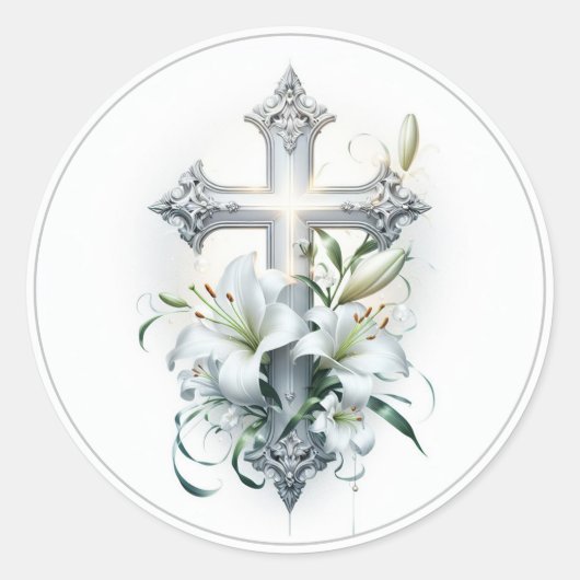 Kreuz mit Lilies-Umschlag Aufkleber (Vorderseite)