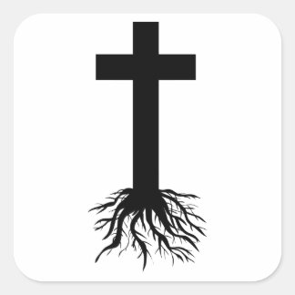 Kreuz mit Roots Quadratischer Aufkleber
