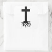 Kreuz mit Roots Quadratischer Aufkleber (Tasche)