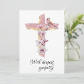 Kreuz mit rosa Magnolienkarte Beileid Einladung (Stehend Vorderseite)