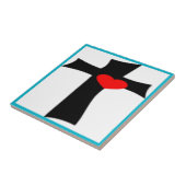 KREUZ MIT ROTEM HERZ FLIESE (Seite)
