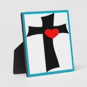 KREUZ MIT ROTEM HERZ FOTOPLATTE (Vorderseite)