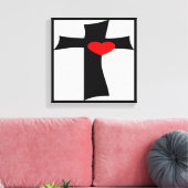 KREUZ MIT ROTEM HERZ LEINWANDDRUCK (Insitu (Wohnzimmer))