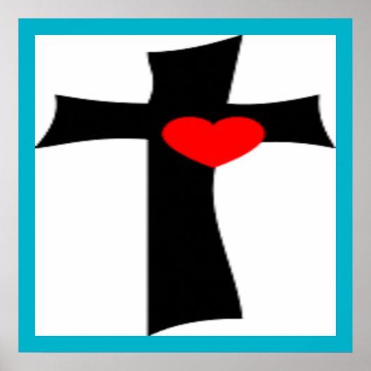 KREUZ MIT ROTEM HERZ POSTER (Vorne)