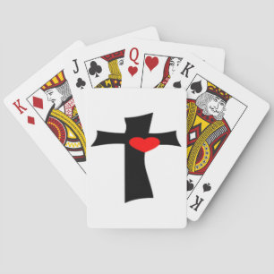 KREUZ MIT ROTEM HERZ SPIELKARTEN