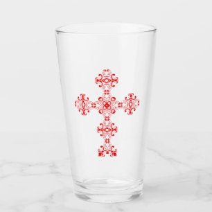 Kreuz mit rotem Ornament Heilige Dekorative Kunst Glas