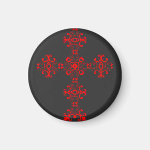 Kreuz mit rotem Ornament Heilige Dekorative Kunst Magnet