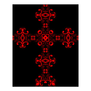 Kreuz mit rotem Ornament Heilige Dekorative Kunst Poster