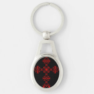 Kreuz mit rotem Ornament Heilige Dekorative Kunst Schlüsselanhänger