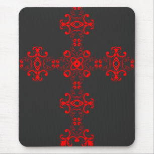 Kreuz mit rotem Ornament Mousepad