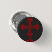 Kreuz mit roter Verzierung Button (Vorne & Hinten)
