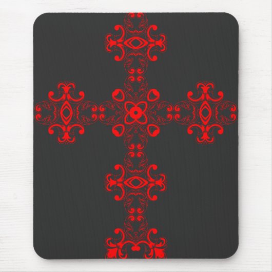 Kreuz mit roter Verzierung Mousepad (Vorne)